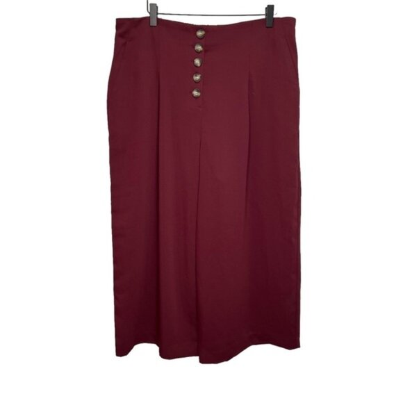 Reitman’s Burgundy Wide Leg Button Fly Cropped Pants Size 16P - Picture 1 of 14